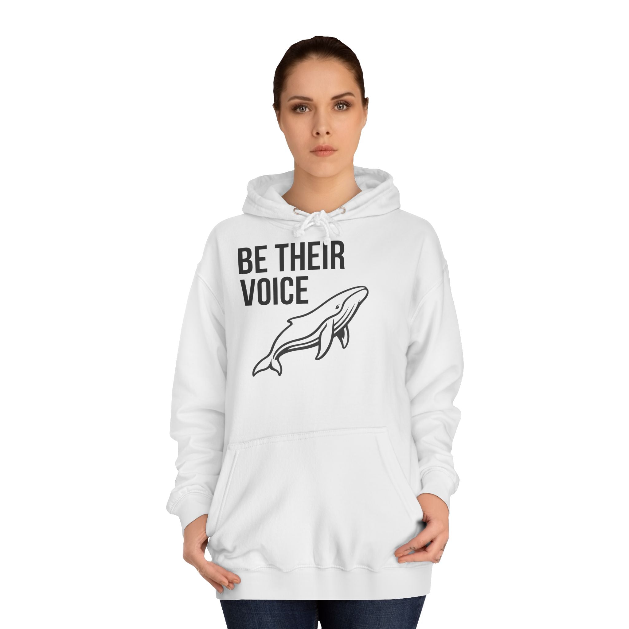 Be Their Voice Hoodie – Save The Ocean back pring Whale front print Hoodie | Ocean Awareness Pullover | BlueHope Co.