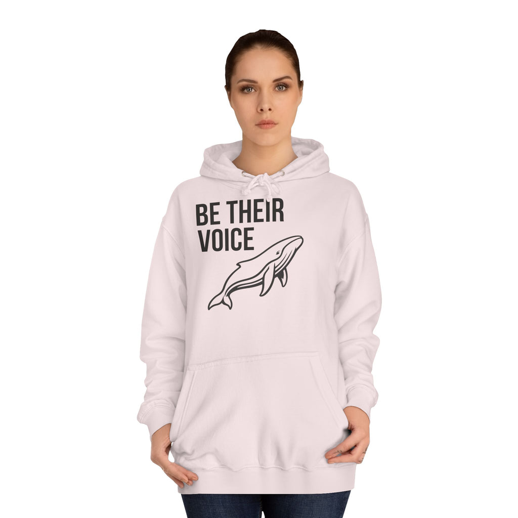 Be Their Voice Hoodie – Save The Ocean back pring Whale front print Hoodie | Ocean Awareness Pullover | BlueHope Co.