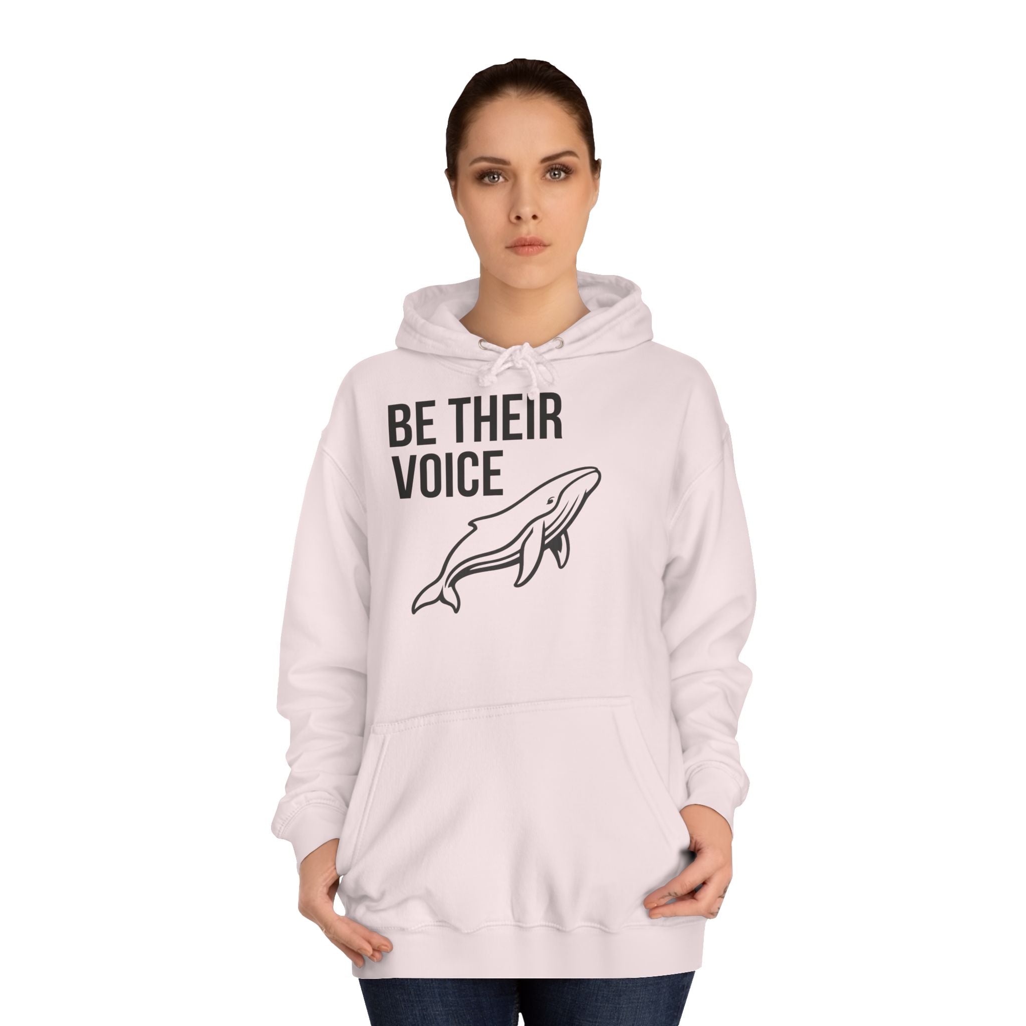 Be Their Voice Hoodie – Save The Ocean back pring Whale front print Hoodie | Ocean Awareness Pullover | BlueHope Co.