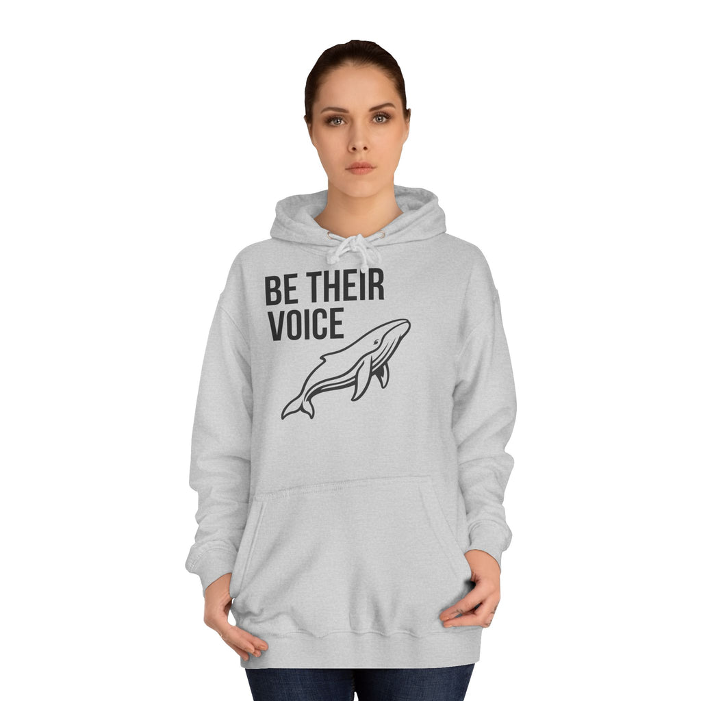 Be Their Voice Hoodie – Save The Ocean back pring Whale front print Hoodie | Ocean Awareness Pullover | BlueHope Co.