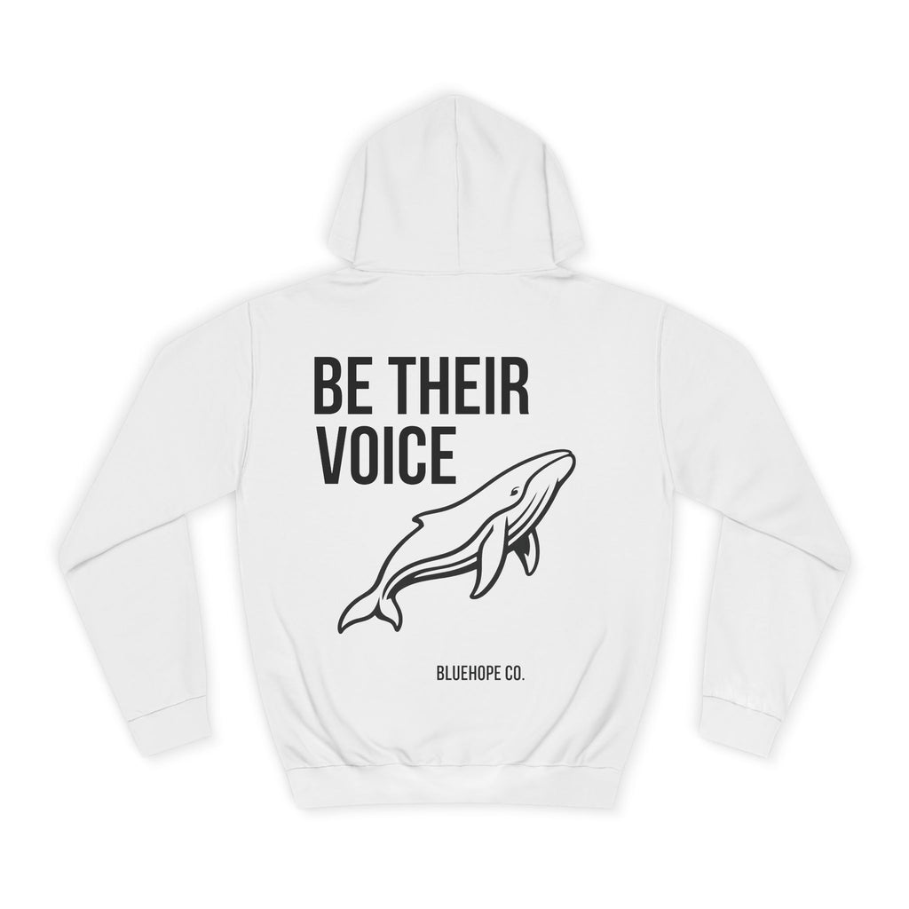 Be Their Voice Hoodie – Save The Ocean back pring Whale Hoodie | Ocean Awareness Pullover | BlueHope Co.