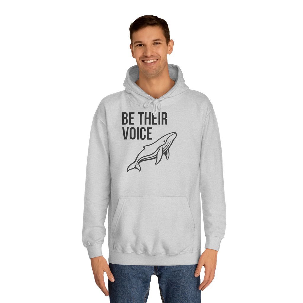 Be Their Voice Hoodie – Save The Ocean back pring Whale front print Hoodie | Ocean Awareness Pullover | BlueHope Co.