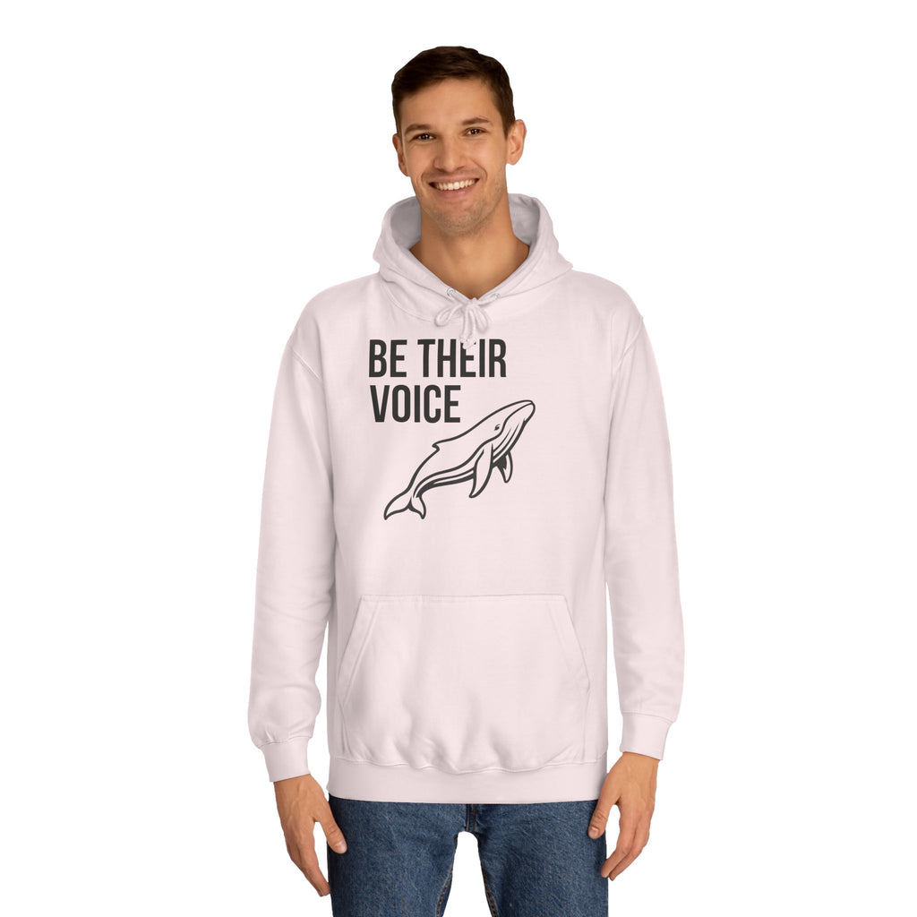 Be Their Voice Hoodie – Save The Ocean back pring Whale front print Hoodie | Ocean Awareness Pullover | BlueHope Co.