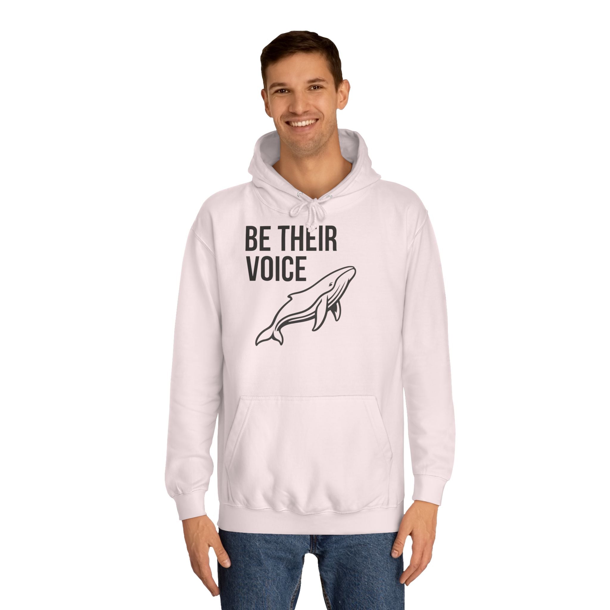 Be Their Voice Hoodie – Save The Ocean back pring Whale front print Hoodie | Ocean Awareness Pullover | BlueHope Co.