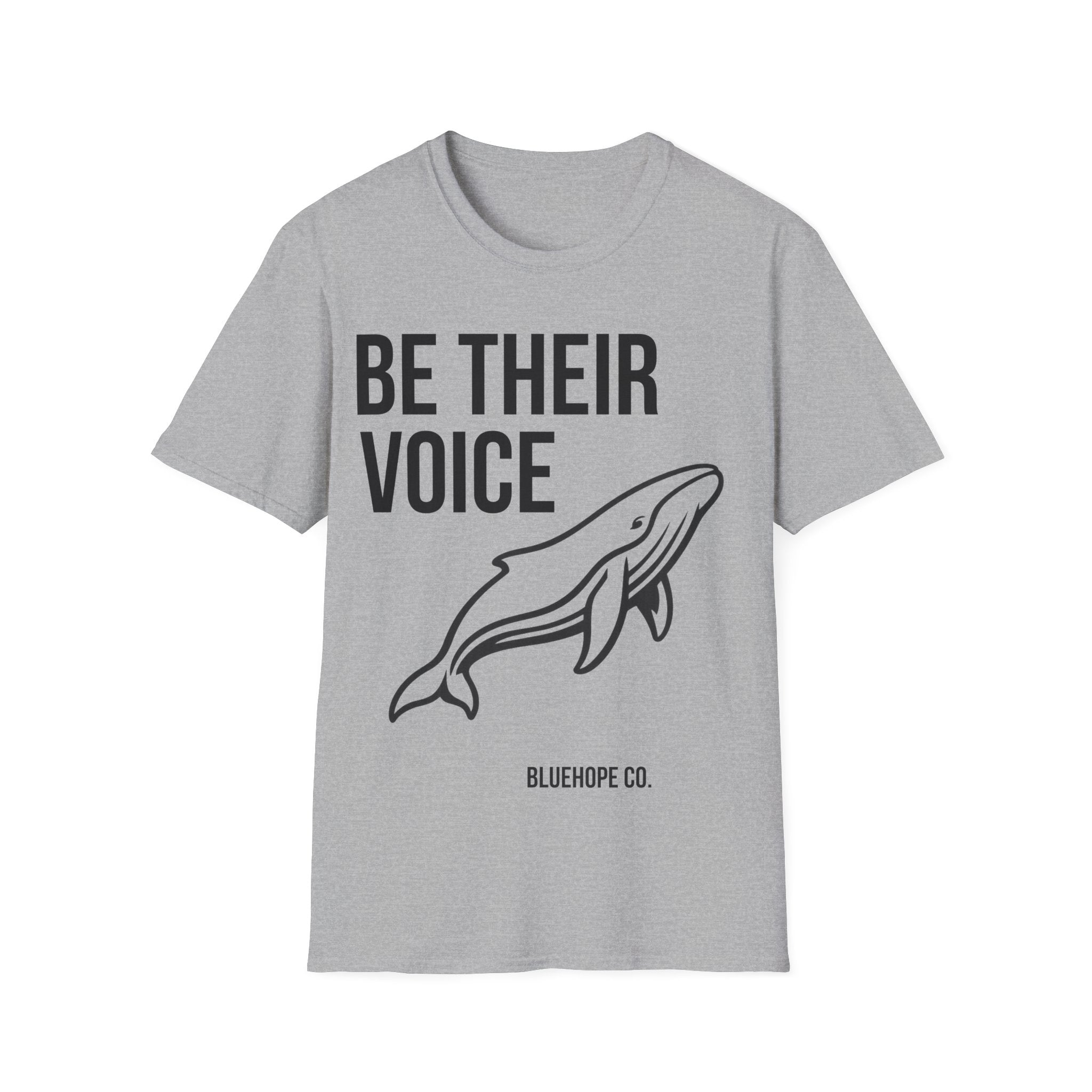 Be Their Voice T-Shirt – Save The Ocean Whale front print Shirt | Ocean Awareness Tee | BlueHope Co.
