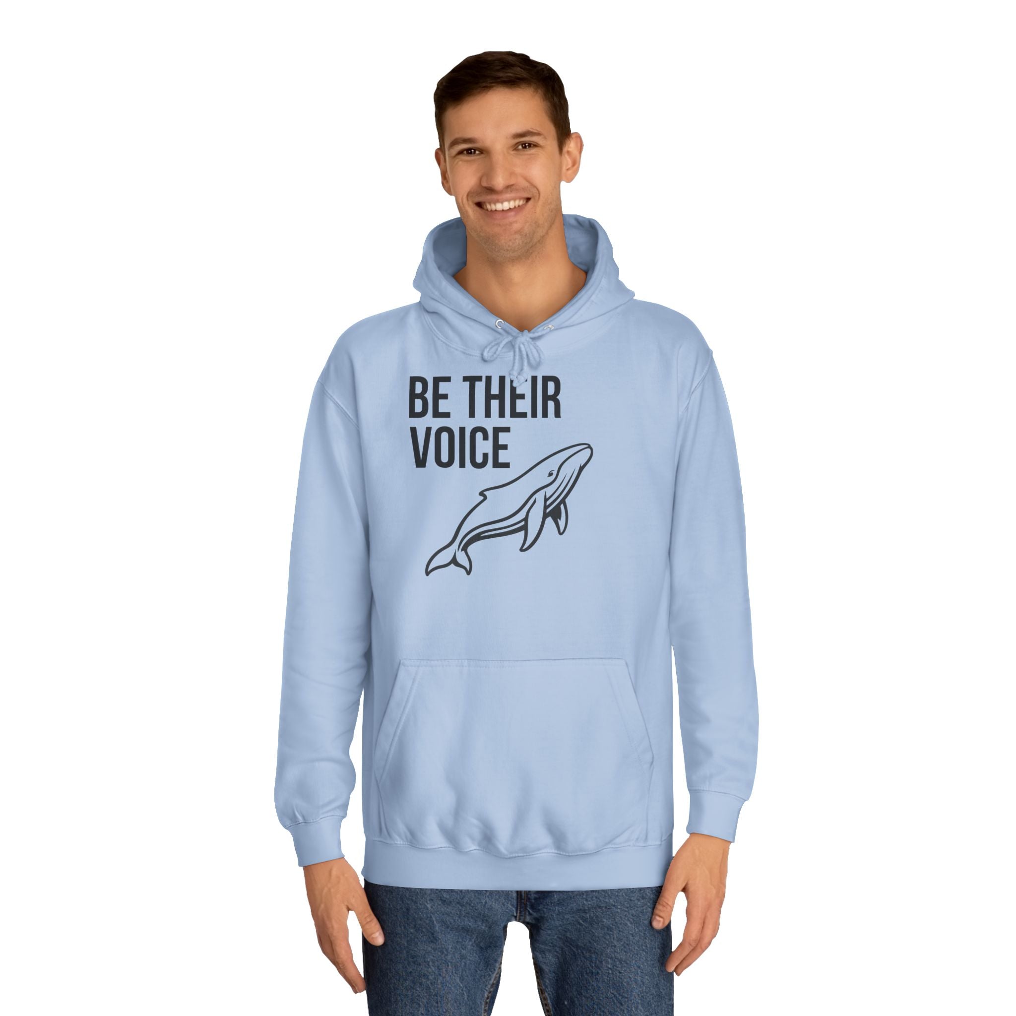 Be Their Voice Hoodie – Save The Ocean back pring Whale front print Hoodie | Ocean Awareness Pullover | BlueHope Co.
