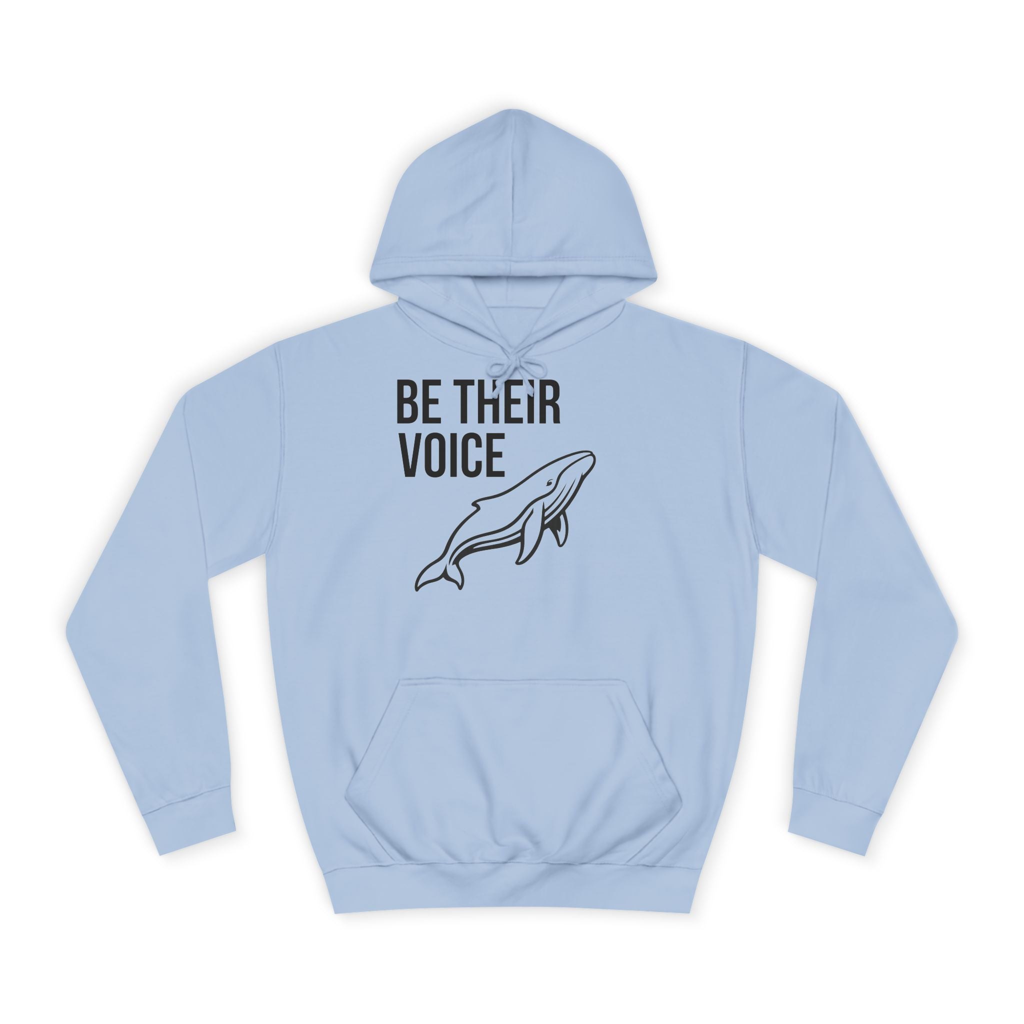 Be Their Voice Hoodie – Save The Ocean back pring Whale front print Hoodie | Ocean Awareness Pullover | BlueHope Co.