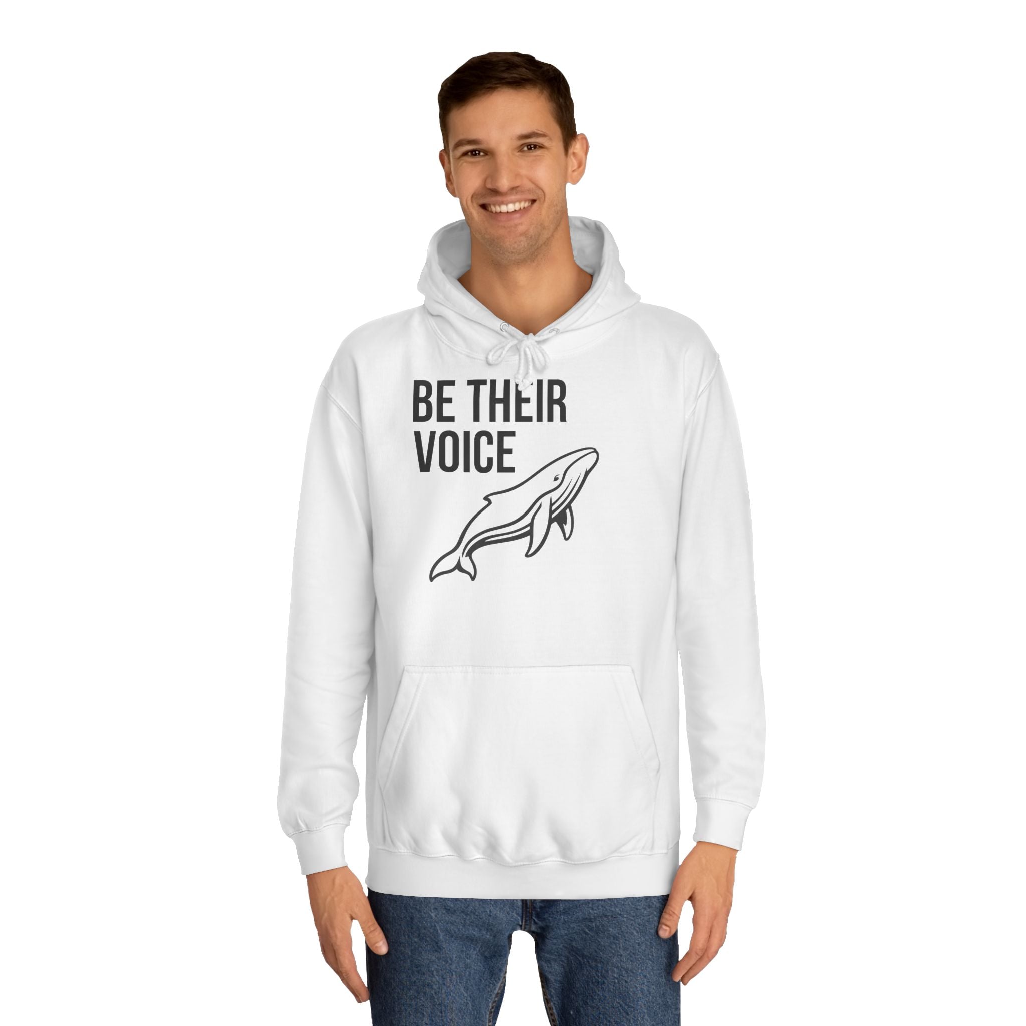 Be Their Voice Hoodie – Save The Ocean back pring Whale front print Hoodie | Ocean Awareness Pullover | BlueHope Co.
