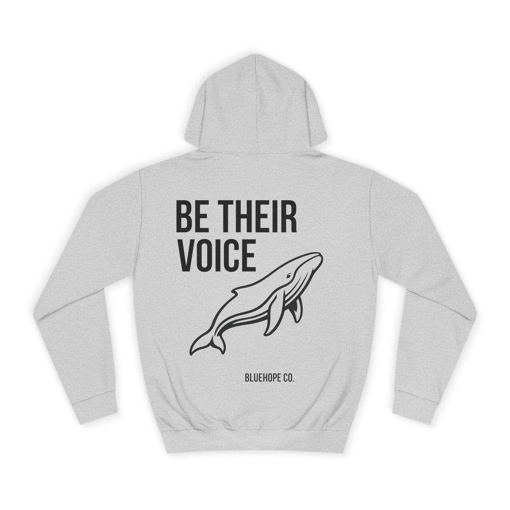 Be Their Voice Hoodie – Save The Ocean back pring Whale Hoodie | Ocean Awareness Pullover | BlueHope Co.